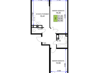 2-к квартира · 62,36–62,69 м²