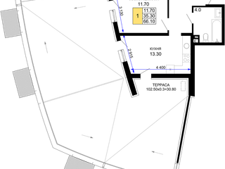 1-к квартира · 66,1 м²