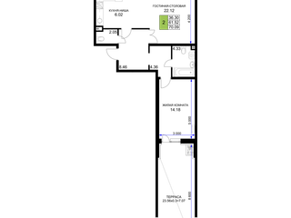 2-к квартира · 70,09 м²