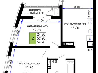 2-к квартира · 54,2 м²